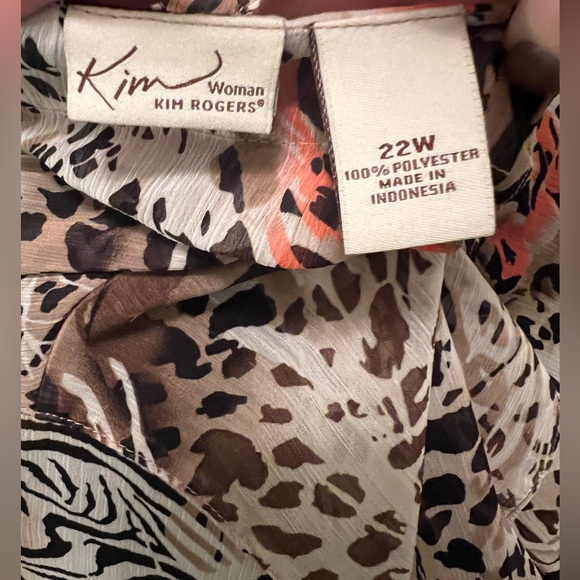 Kim Rogers Multicolor Animal Print Top Sz 22W - Picture 4 of 4